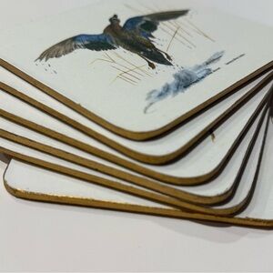 White and Gold Bird Coaster Set of 6 - Decorative Pet Bird Design